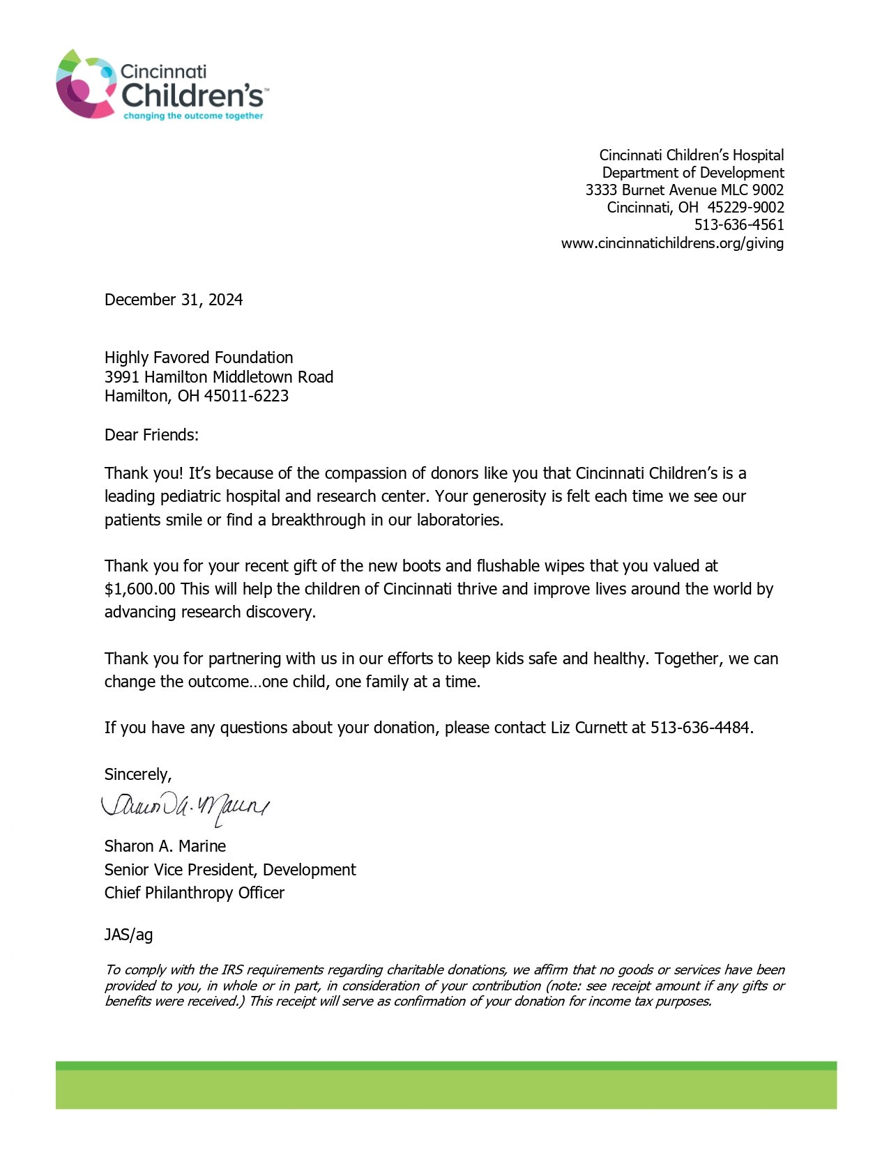 Cincinnati Children’s Hospital Recognition
