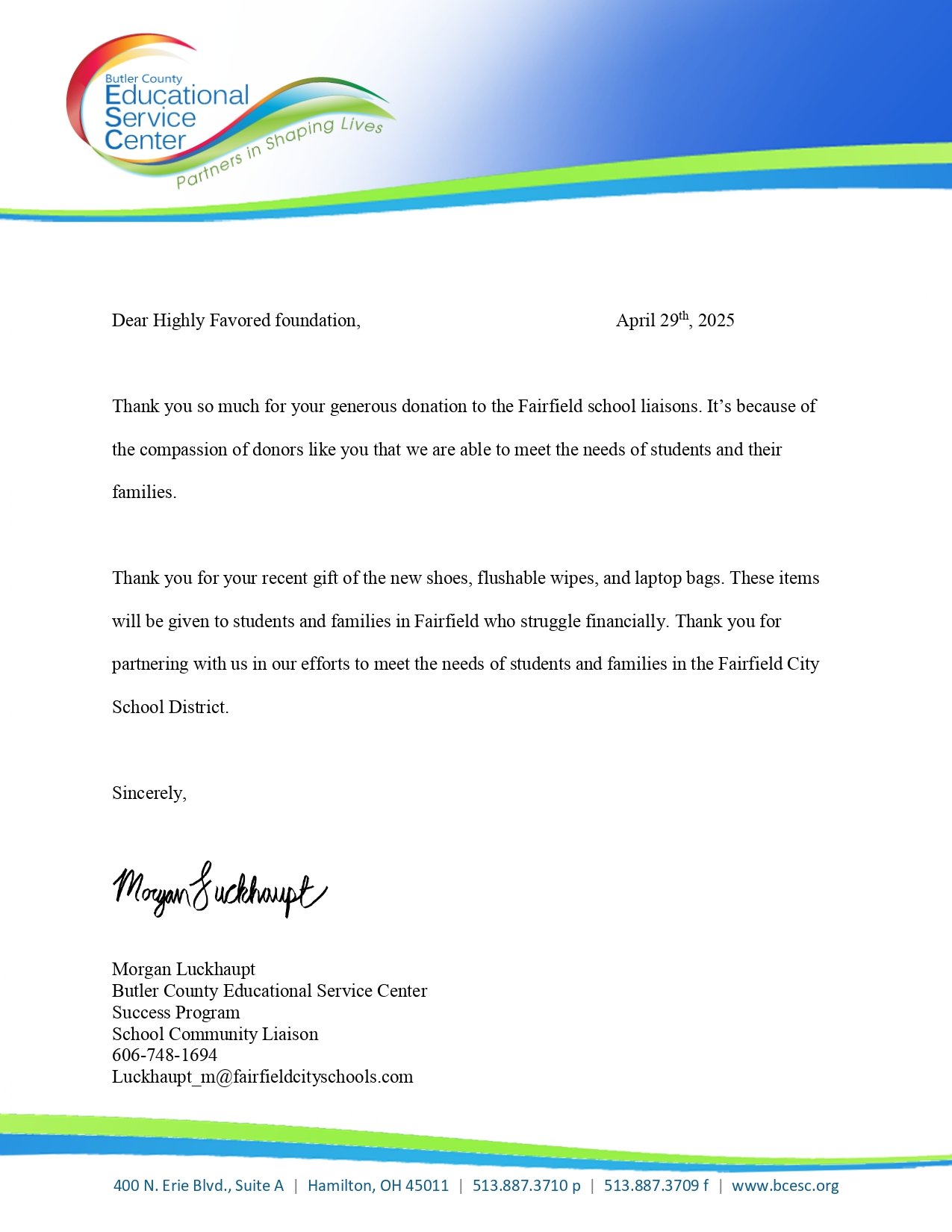Butler County Educational Service Center Appreciation